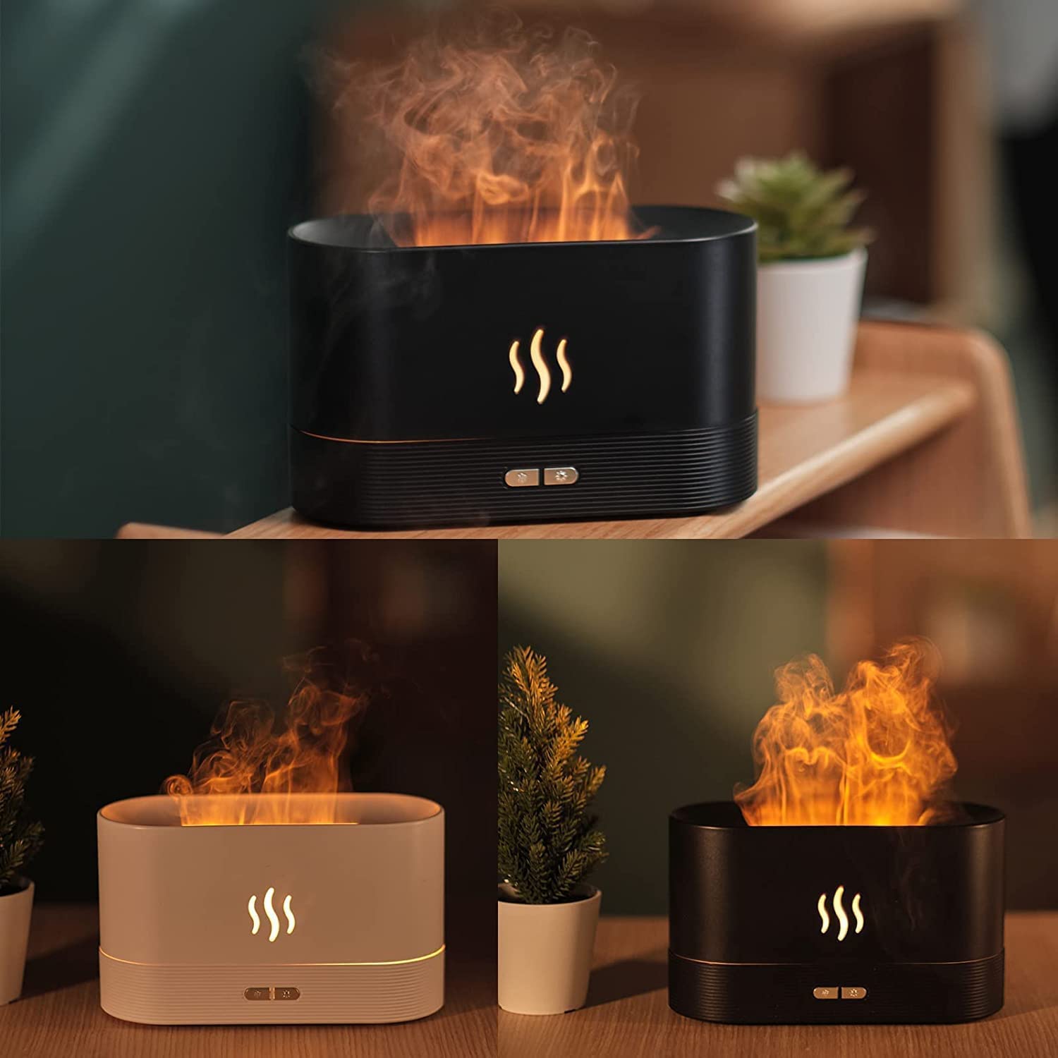 Flame Humidifier Cool Mist Humidifier for Home, Bedroom