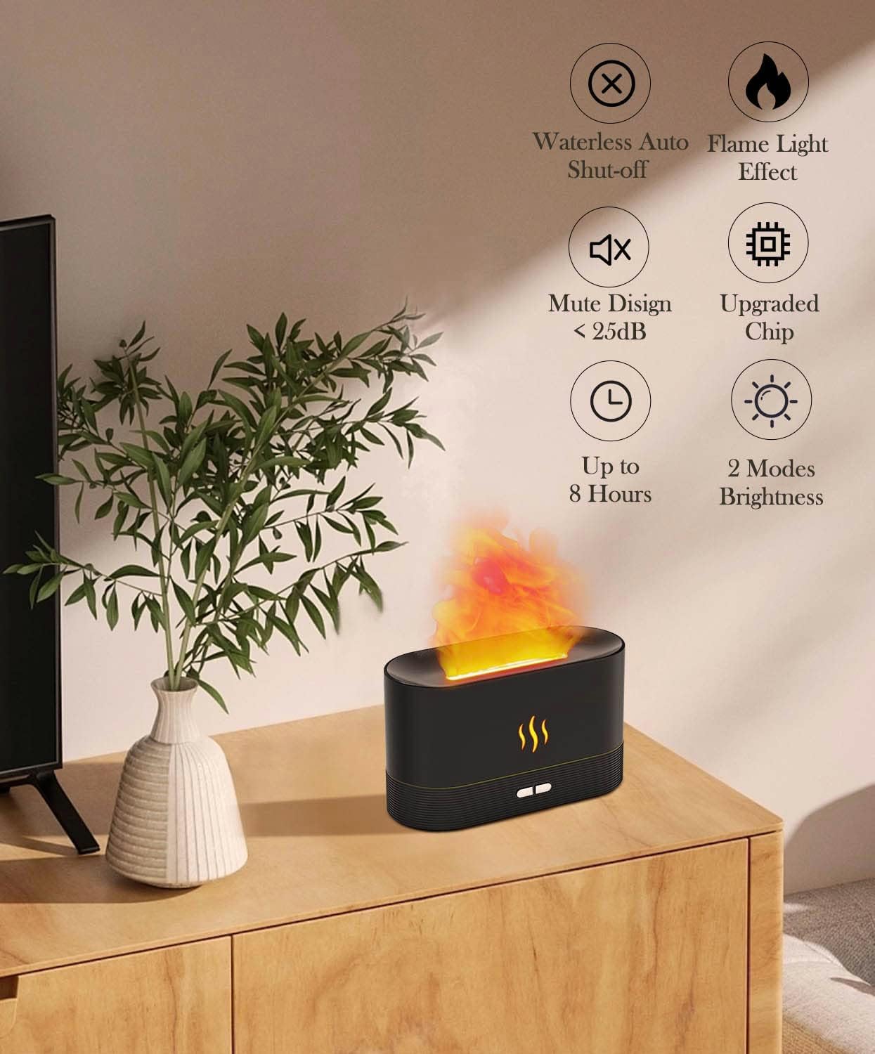 Flame Humidifier Cool Mist Humidifier for Home, Bedroom