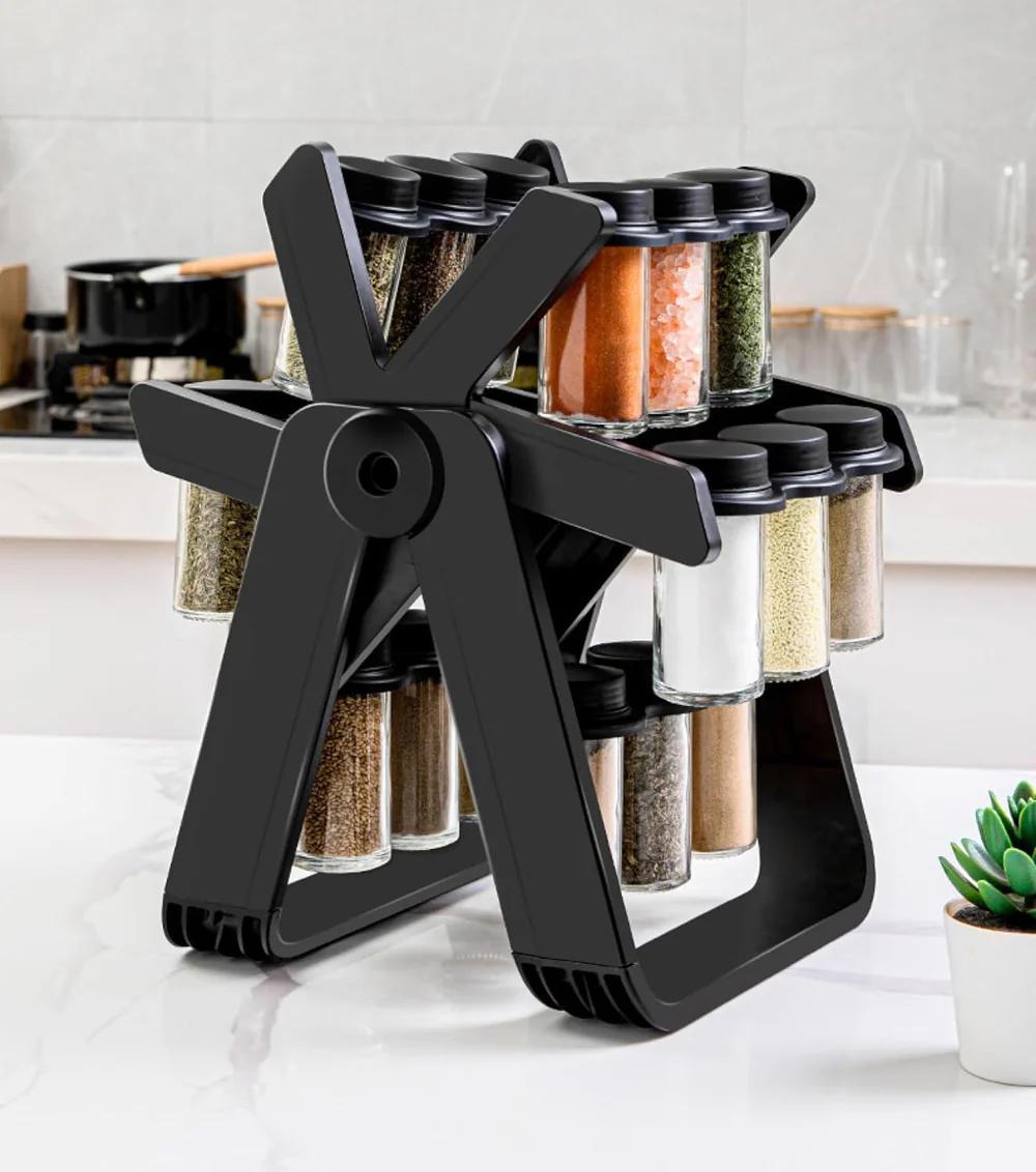360° Kitchen Spice Organizer - 18 Glass Jar Set | Stylish Masala Stand for Every Smart Kitchen