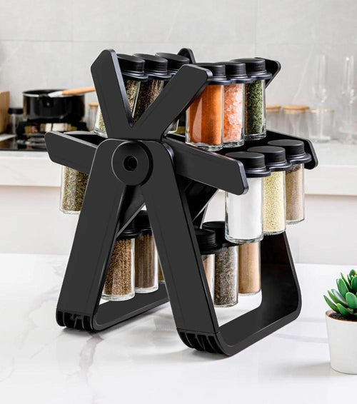 360° Kitchen Spice Organizer - 18 Glass Jar Set | Stylish Masala Stand for Every Smart Kitchen